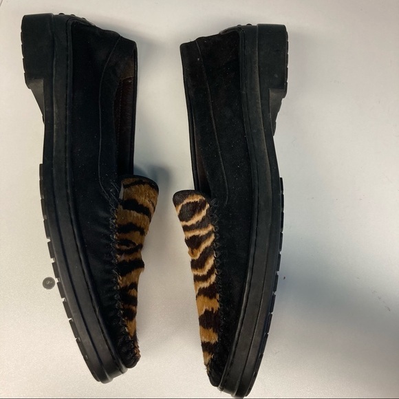 STUART WEITZMAN For  Browns Sz 9.5 Suede Tiger Print Pony Hair Slip On Loafer - Picture 10 of 11